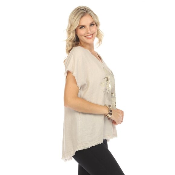 Beige Heart paint Dolman sleeves Top - Picture 6 of 7